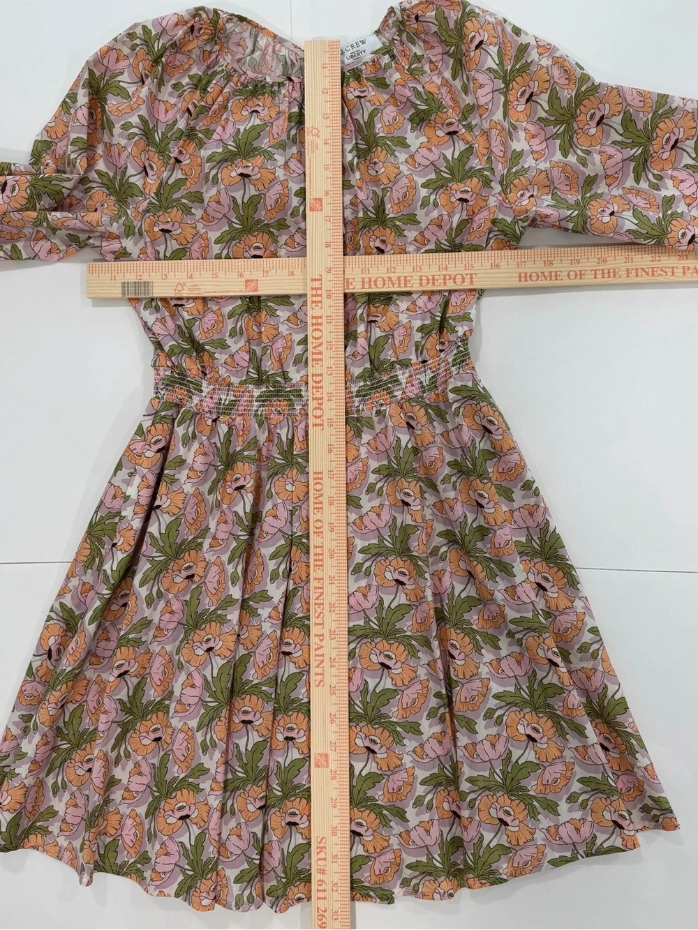 J Crew Butterfield Poppy Pink Green Floral Mini Dress Pockets Smocked Waist (Sm)